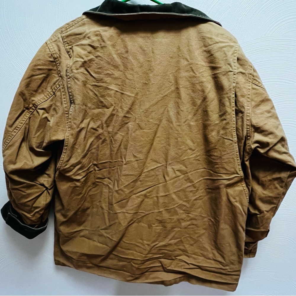 L.L. Bean Brown Canvas Jacket with Dark Green Corduroy Collar - Picture 9 of 10